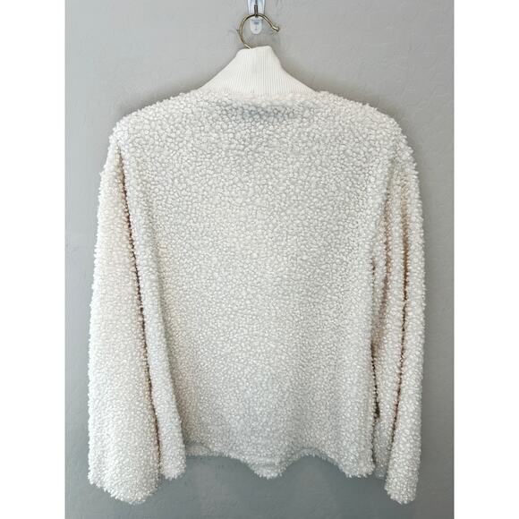 ZARA TRAFALUC | Ivory White Fuzzy Teddy Fleece Contemporary Pullover | Small - Picture 4 of 5